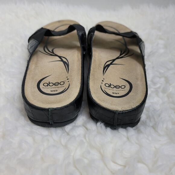 Abeo BIO System Sandals Womens Size 9 Footbed Coronado Croc Embossed Black - Picture 6 of 10